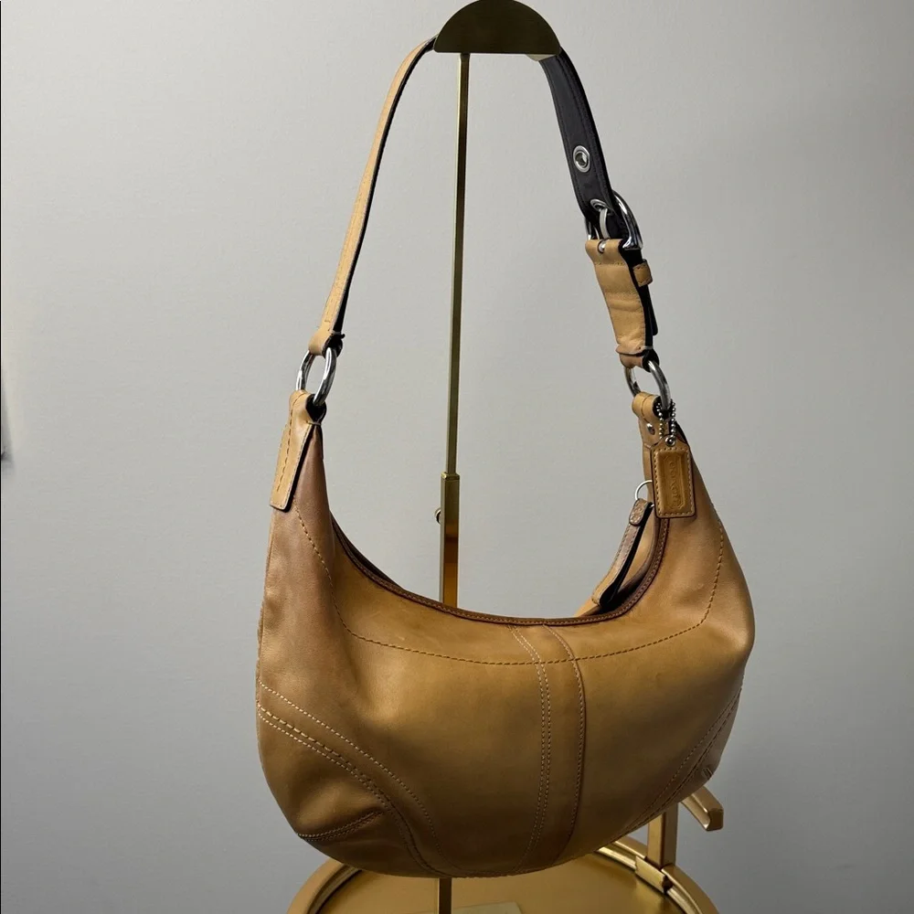 Coach SoHo Burnished Glove-Tanned Hobo Bag Style F12299 Camel Tan 2008
